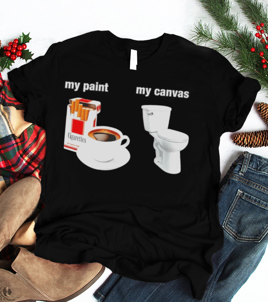 Cigarettes Coffee Toilet Funny Morning Routine T-Shirt