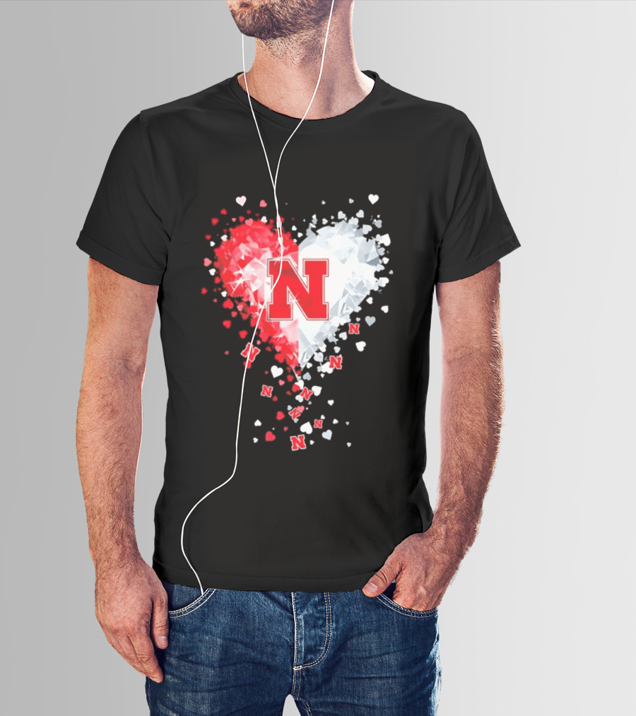 Nebraska Cornhuskers Heart Diamond Red N 2026 NCAA T-Shirt