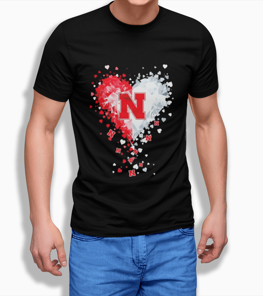 Nebraska Cornhuskers Heart Diamond Red N 2026 NCAA T-Shirt