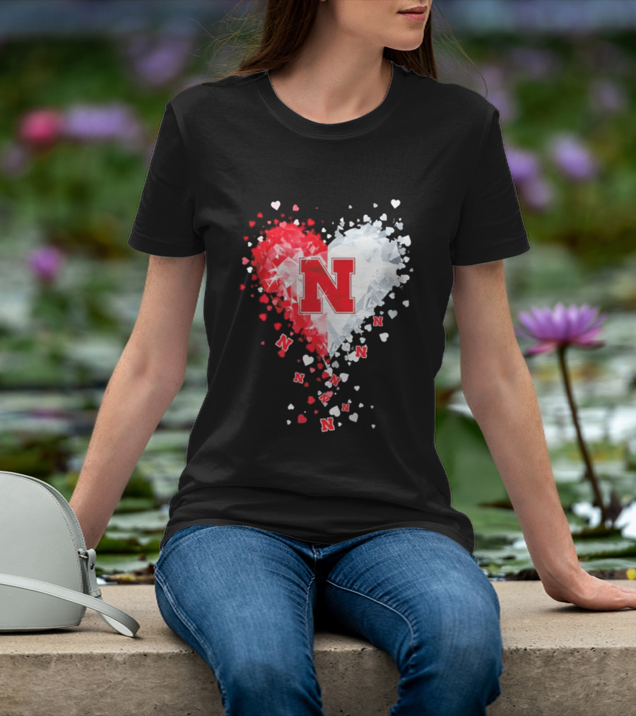 Nebraska Cornhuskers Heart Diamond Red N 2026 NCAA T-Shirt