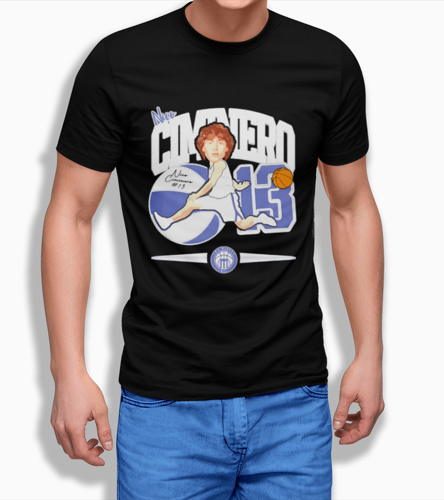 Nico Ciminero 13 Basketball Caricature Marietta College Athletics T-Shirt