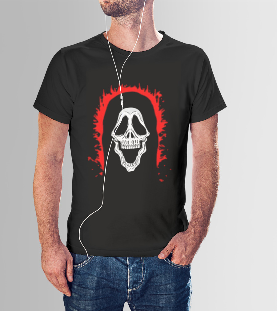 Scream Ghostface Skull Horror Halloween Blood Dripping Mask T-Shirt