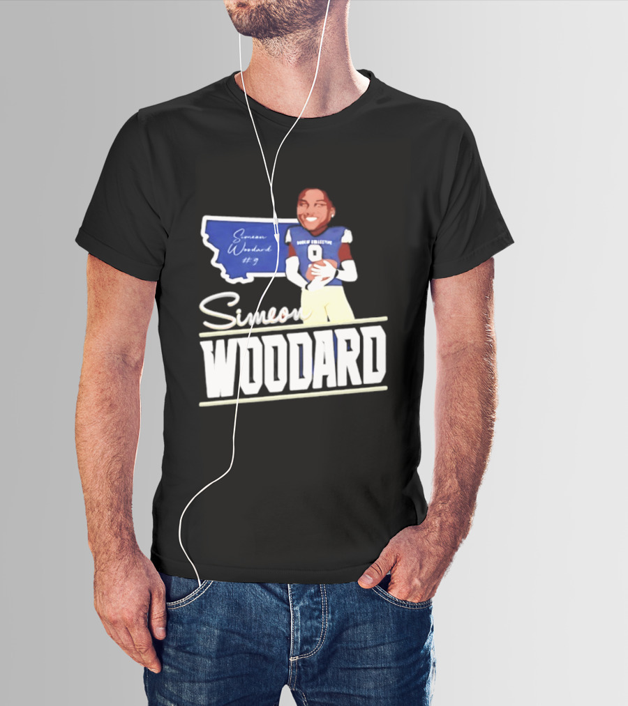 Simeon Woodard 9 Montana State Bobcats Football T-Shirt