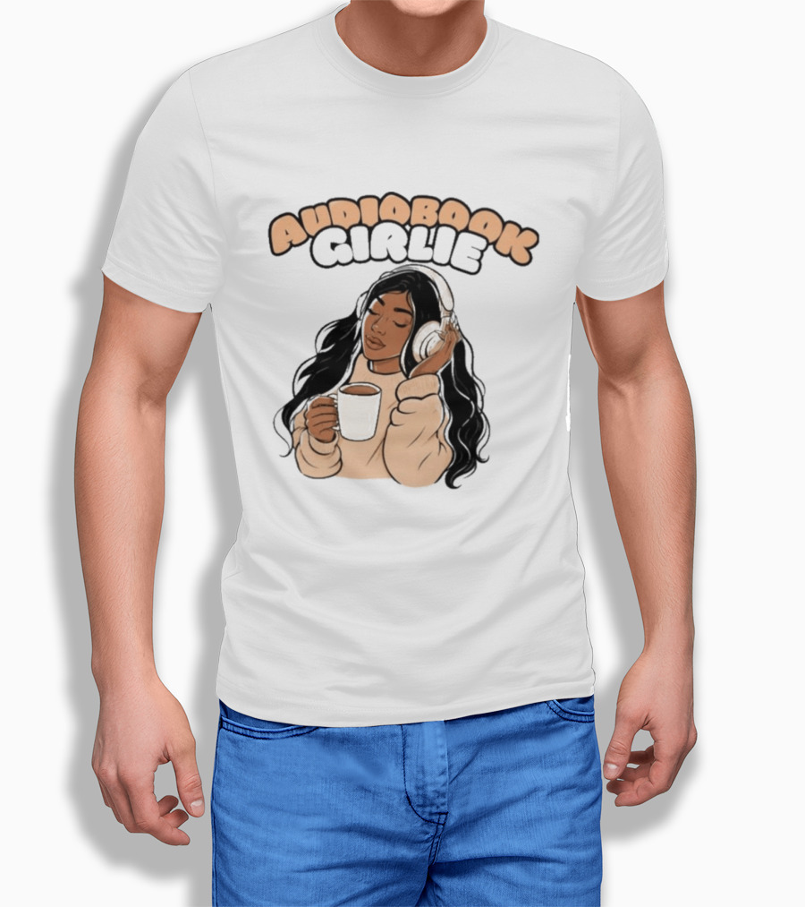 Audiobook Girlie Cozy Listening With Coffee And Headphones T-Shirt