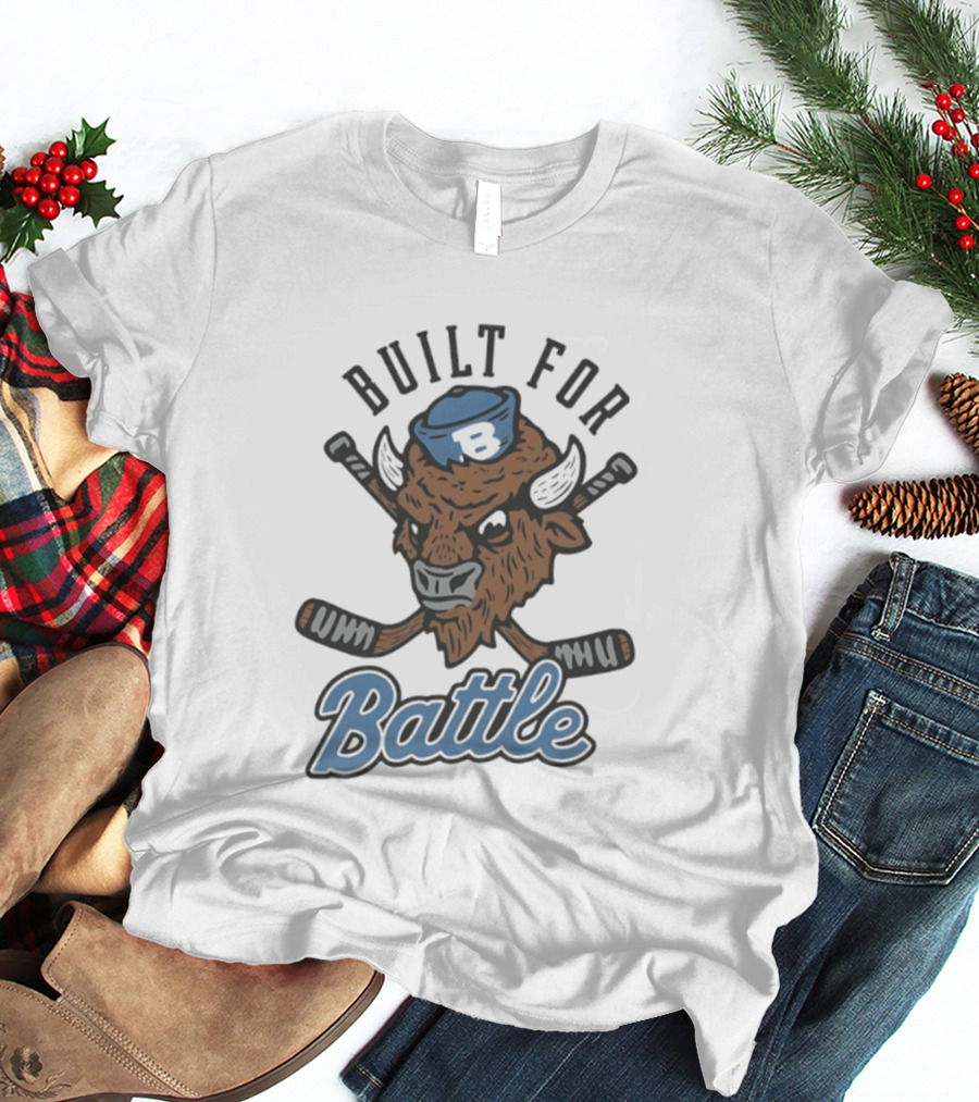 Buffalo Sabres Built For Battle Hockey Bison Crossed Sticks T-Shirt