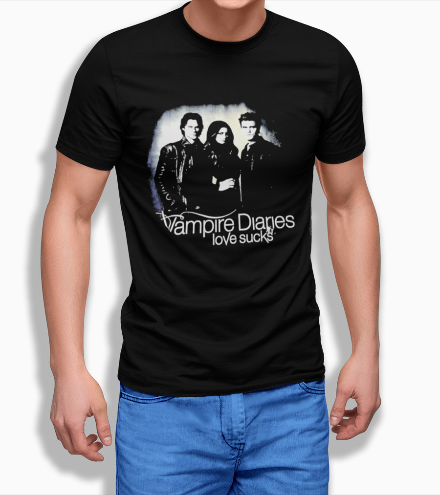 Vampire Diaries Love Sucks Damon Elena Stefan T-Shirt