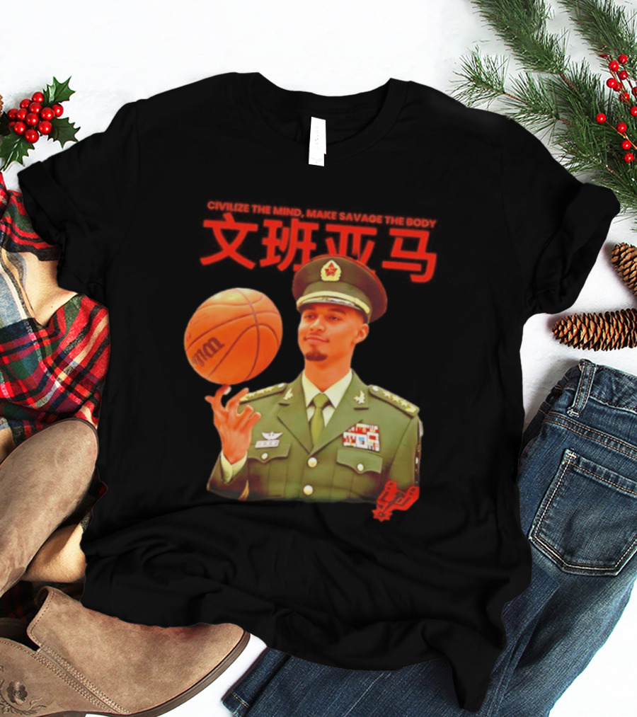 Victor Wembanyama SA Spurs Civilize The Mind Make Savage The Body Basketball Uniform T-Shirt