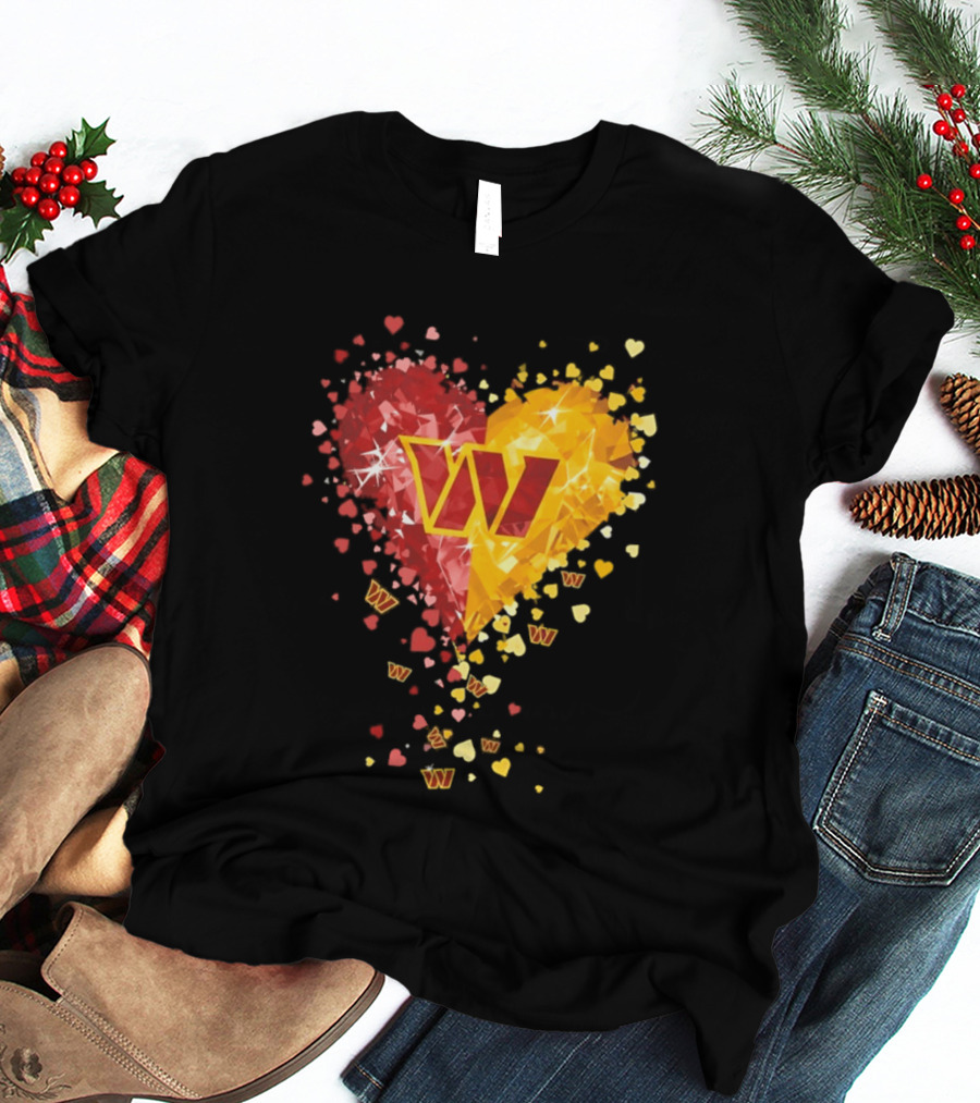 Washington Commanders Heart W Crystalized Chevron Burst T-Shirt