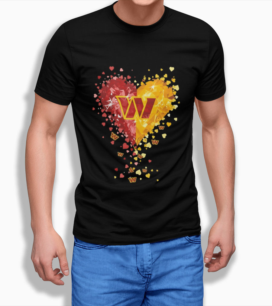 Washington Commanders Heart W Crystalized Chevron Burst T-Shirt