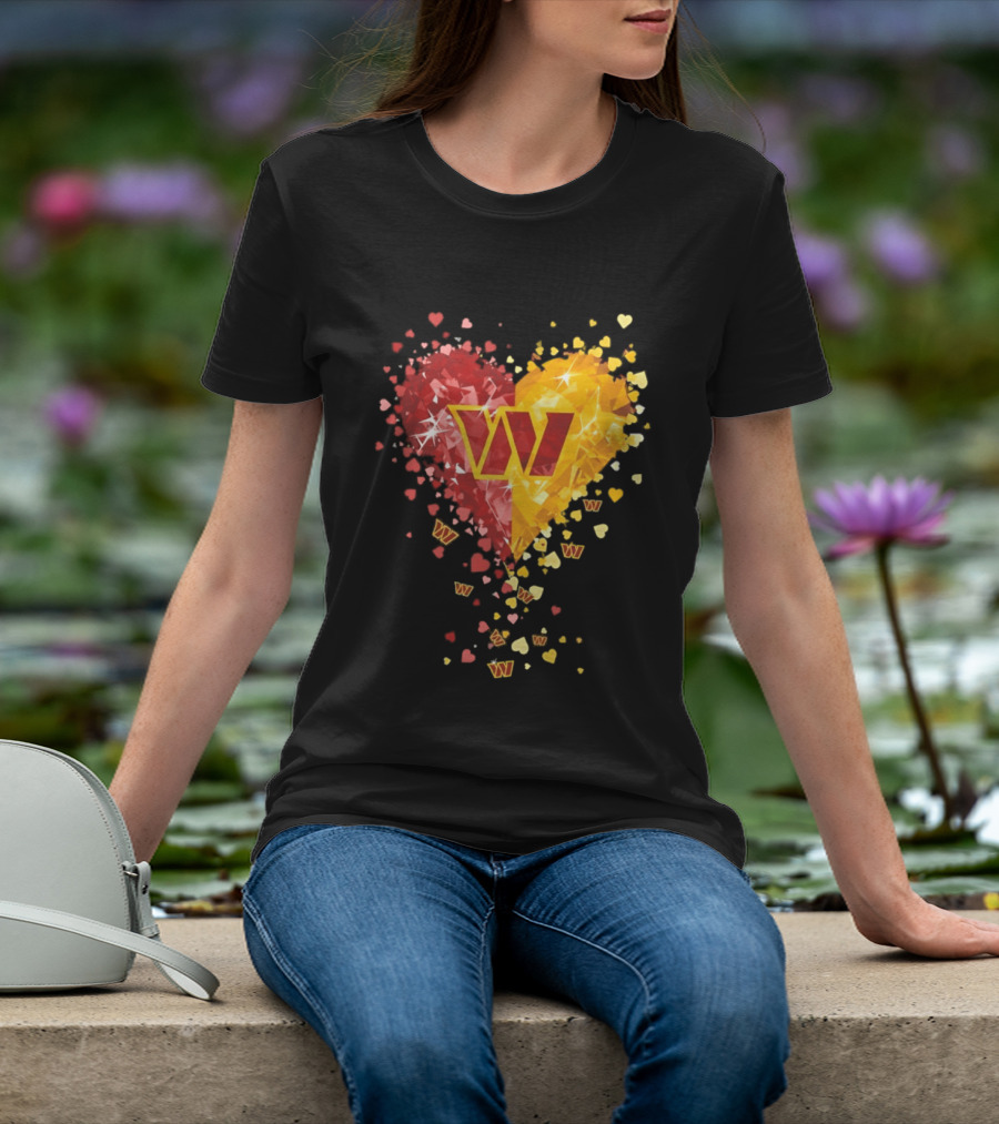 Washington Commanders Heart W Crystalized Chevron Burst T-Shirt