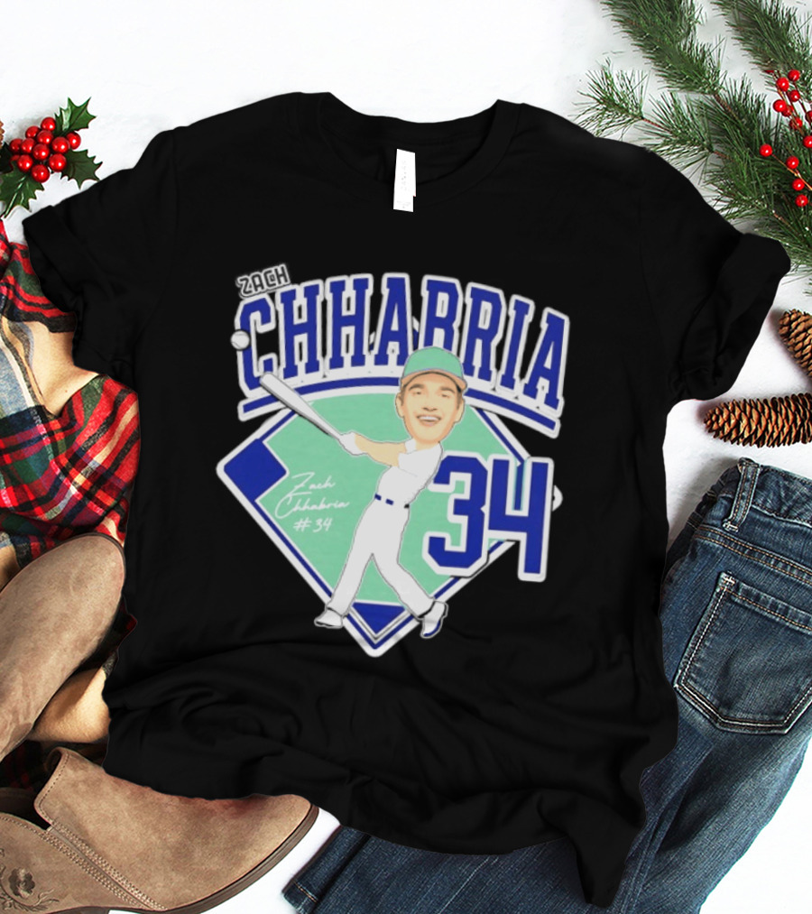 Chhabria 34 Drew University Athletics Baseball Caricature Zach Chhabria T-Shirt