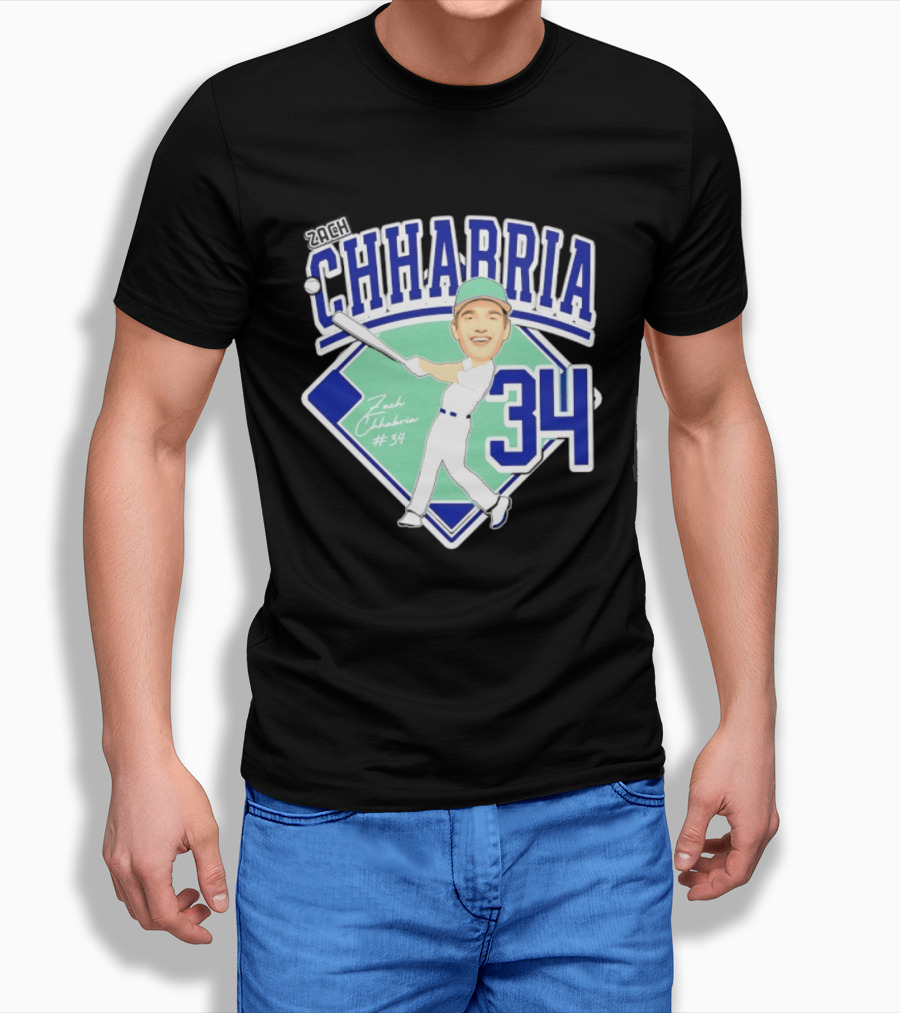 Chhabria 34 Drew University Athletics Baseball Caricature Zach Chhabria T-Shirt