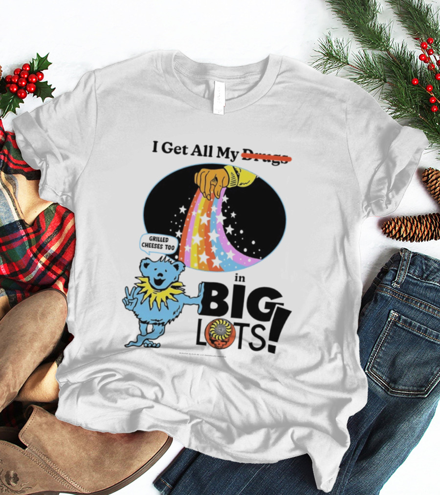 Big Lots Grilled Cheeses Too Grateful Dead Bear Rainbow Stars T-Shirt
