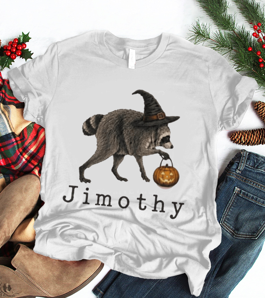 Jimothy Raccoon Witch Hat Pumpkin Halloween T-Shirt