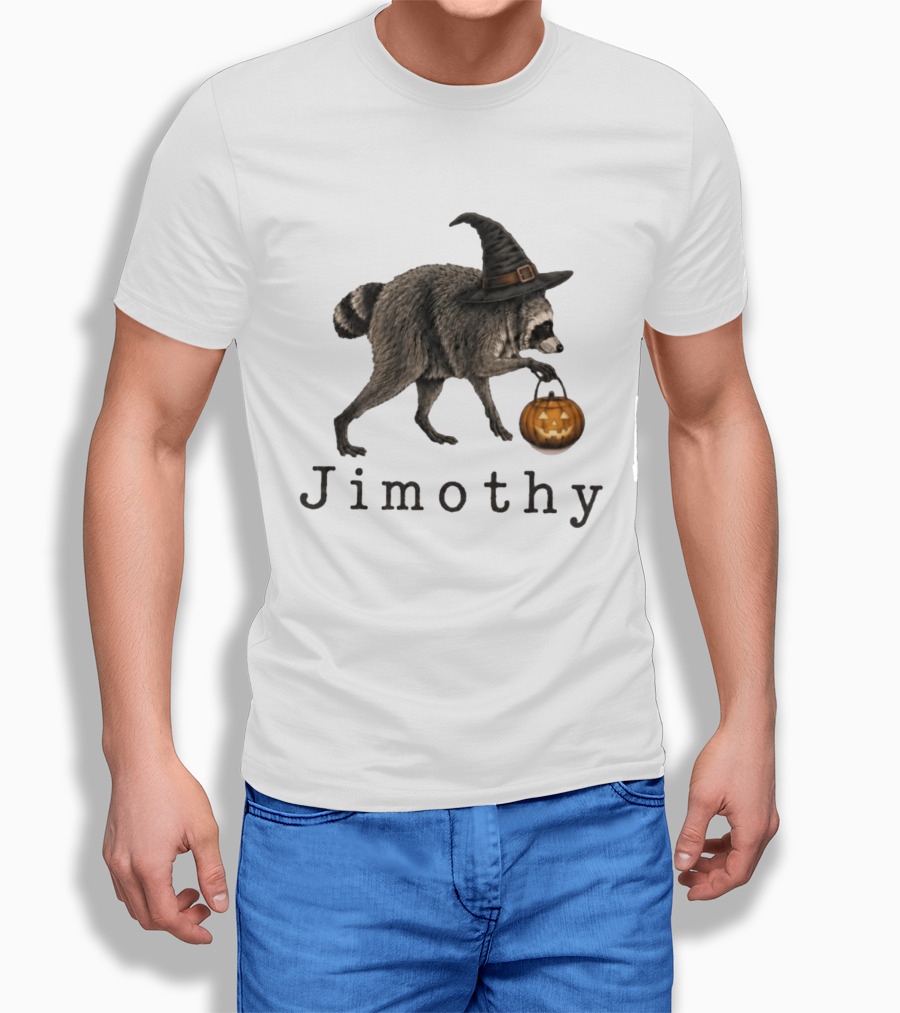 Jimothy Raccoon Witch Hat Pumpkin Halloween T-Shirt