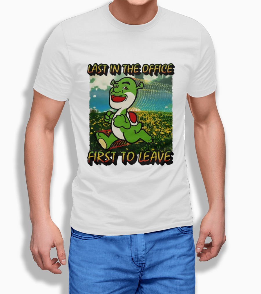 Last In The Office First To Leave Shrek Yoshi Humor T-Shirt