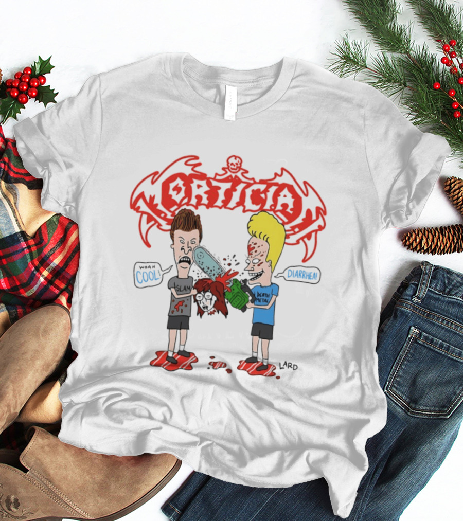 Morticia Beavis And Butt Head Chainsaw Cool Death Metal Slam T-Shirt
