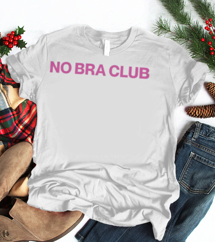 No Bra Club Pink Retro Font T-Shirt