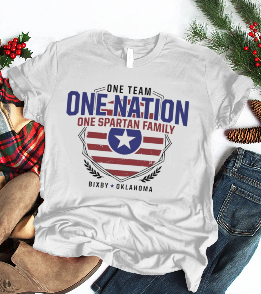 One Team One Nation One Spartan Family Bixby Oklahoma Star Shield T-Shirt
