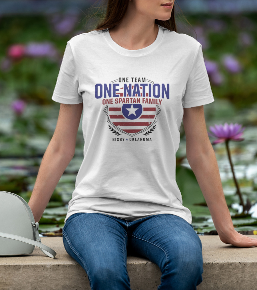 One Team One Nation One Spartan Family Bixby Oklahoma Star Shield T-Shirt