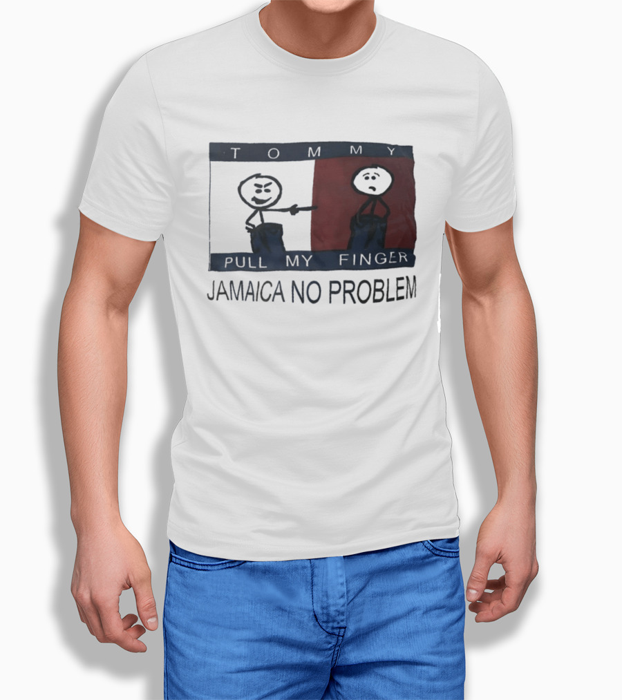 Tommy Pull My Finger Jamaica No Problem Stick Figure Comedy T-Shirt