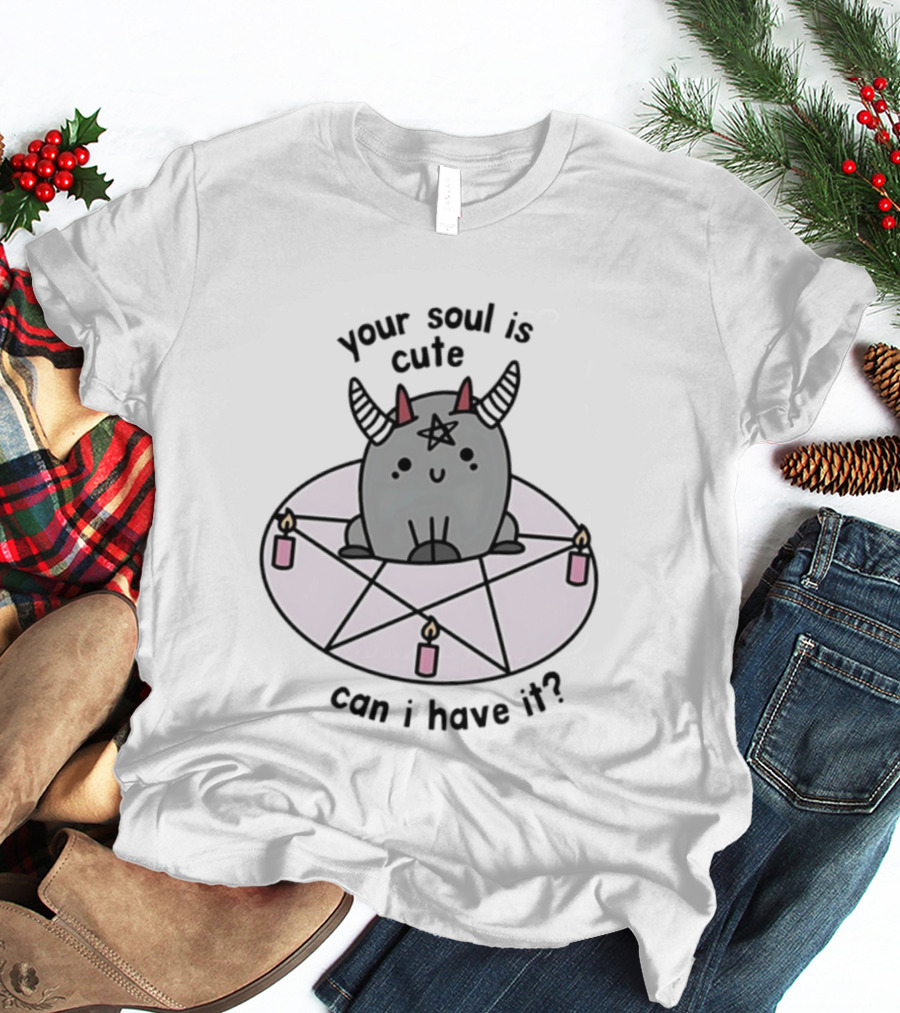 Your Soul Is Cute Can I Have It Pentagram Candles Kawaii Demon T-Shirt