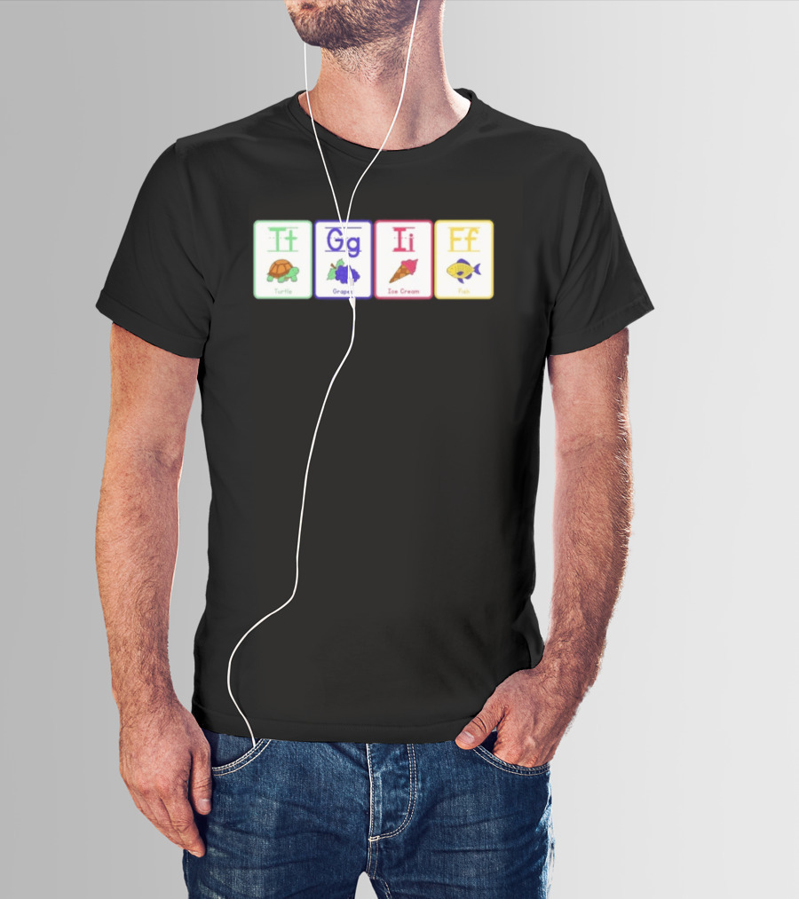Alphabet Flashcards G I F Turtle Grapes Ice Cream Fish T-Shirt