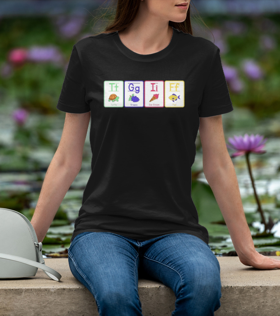 Alphabet Flashcards G I F Turtle Grapes Ice Cream Fish T-Shirt
