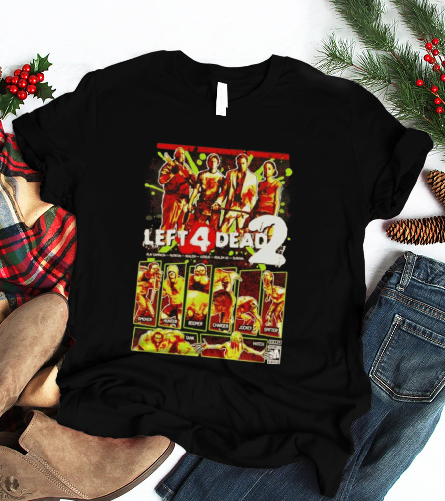 Left 4 Dead 2 Nobody Survives Forever Bill Zoey Francis Louis Hunter Boomer Charger Spitter Tank Witch T-Shirt