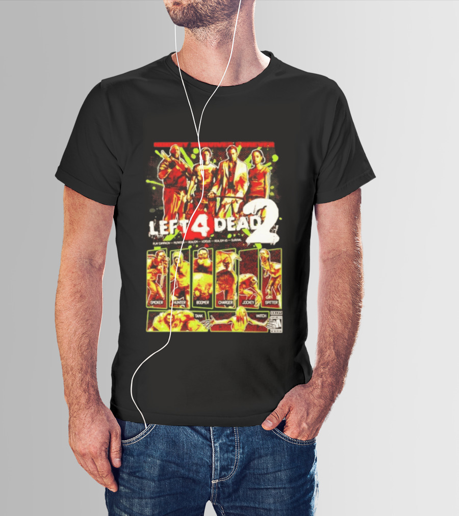 Left 4 Dead 2 Nobody Survives Forever Bill Zoey Francis Louis Hunter Boomer Charger Spitter Tank Witch T-Shirt
