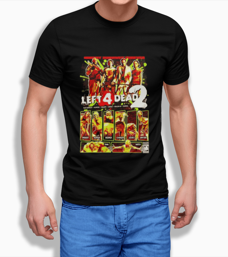 Left 4 Dead 2 Nobody Survives Forever Bill Zoey Francis Louis Hunter Boomer Charger Spitter Tank Witch T-Shirt