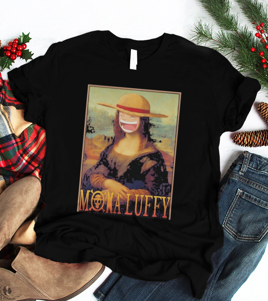 Mona Luffy Anime Mashup Mona Lisa T-Shirt