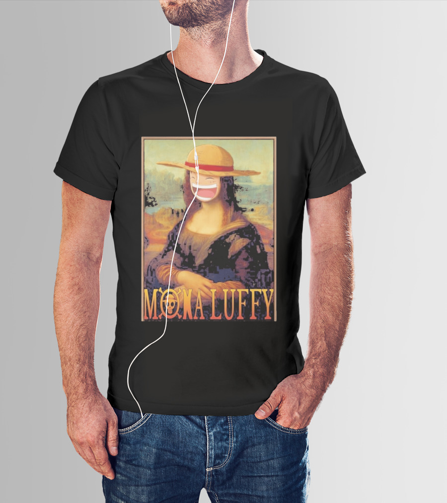 Mona Luffy Anime Mashup Mona Lisa T-Shirt