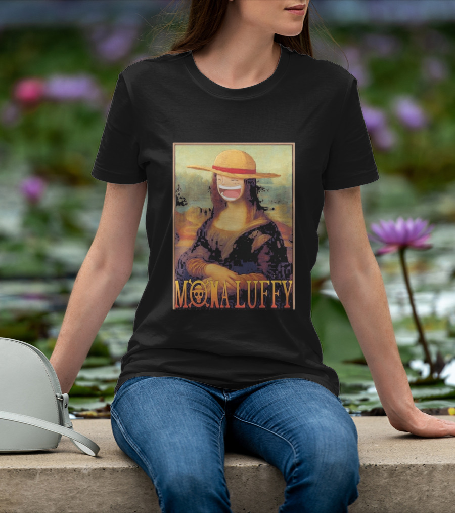 Mona Luffy Anime Mashup Mona Lisa T-Shirt