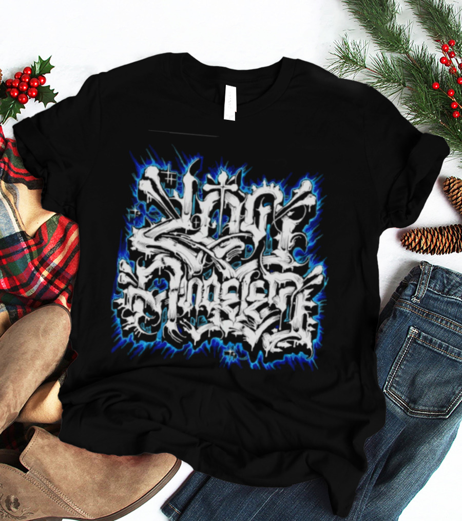 Gangster Streetwear Graffiti Urban White Blue Flame T-Shirt