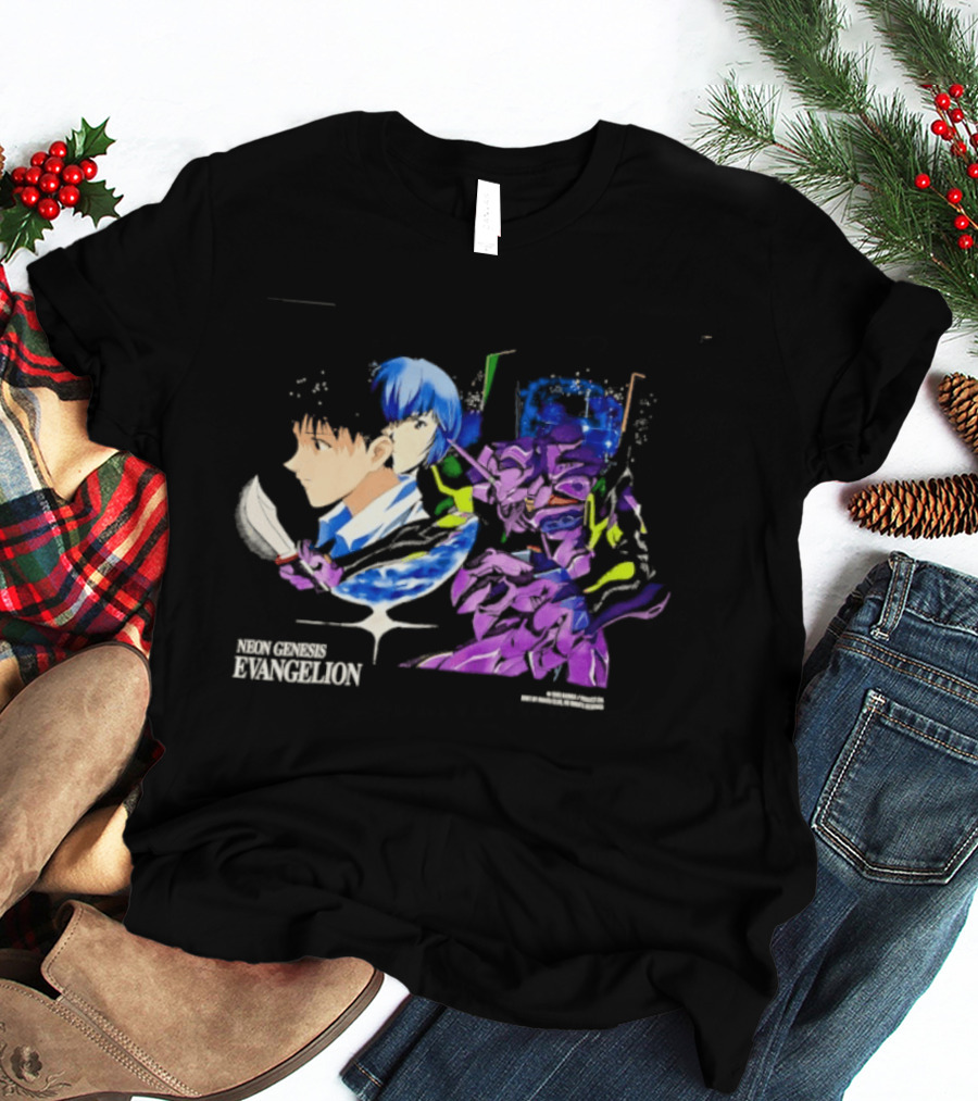 Neon Genesis Evangelion Shinji Ikari Rei Ayanami Eva Unit 01 Anime Iconic Characters T-Shirt