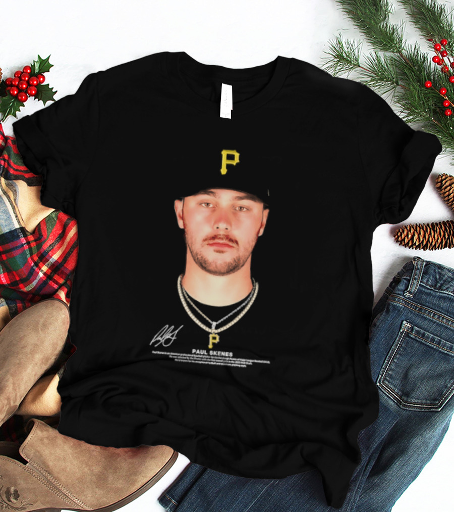 Paul Skenes Pittsburgh Pirates MLB Player Portrait And Signature T-Shirt