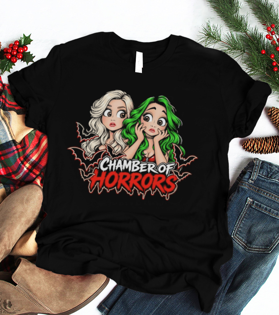 Scarlett And Shotzi Chamber Of Horrors Bats And Green Hair T-Shirt