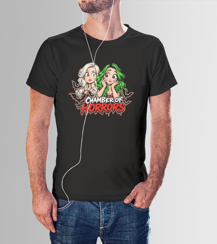 Scarlett And Shotzi Chamber Of Horrors Bats And Green Hair T-Shirt