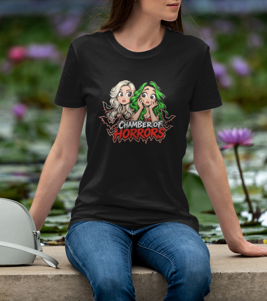 Scarlett And Shotzi Chamber Of Horrors Bats And Green Hair T-Shirt