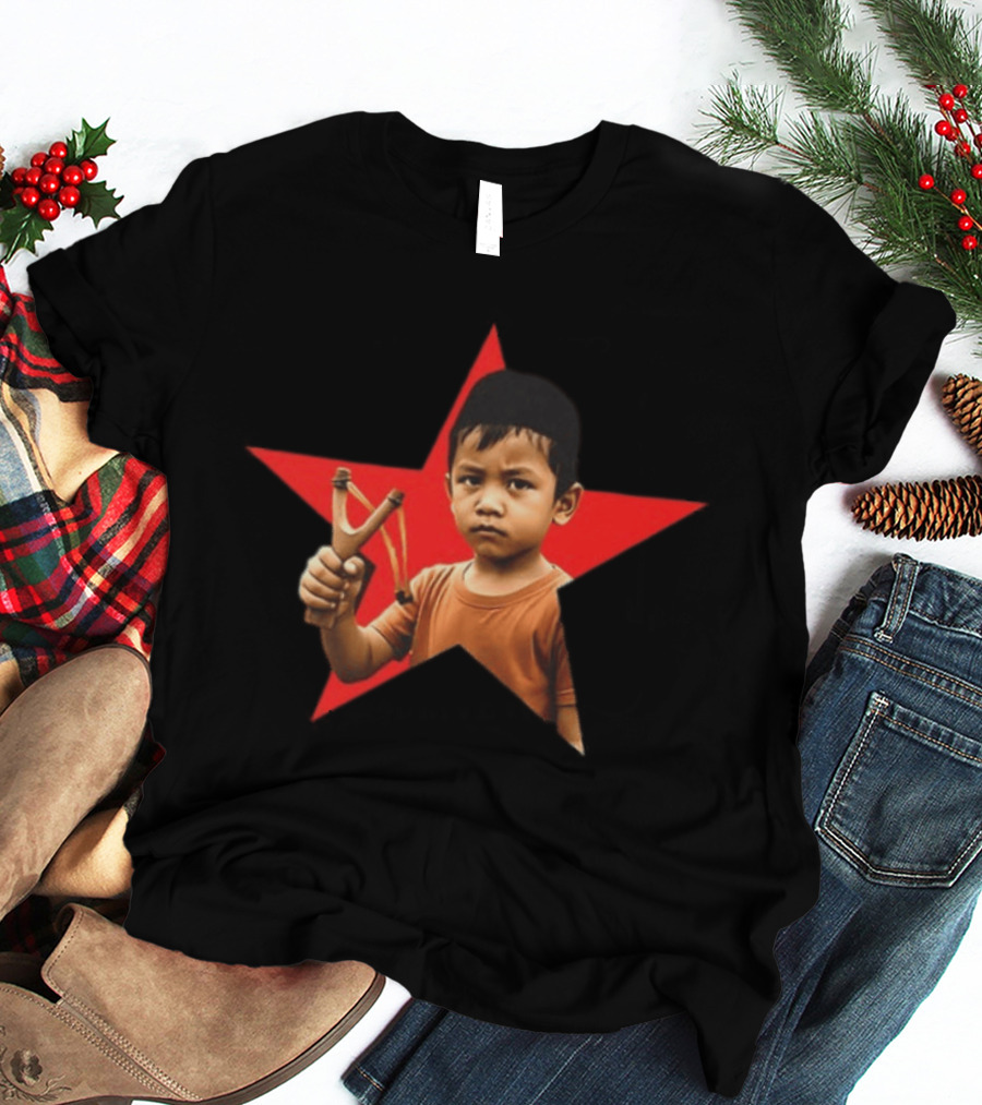 Kid Silop Goblog Anjing Loba Waduk Red Star Sling Shot 2 Sided T-Shirt