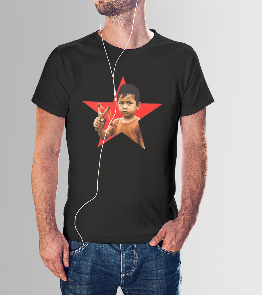 Kid Silop Goblog Anjing Loba Waduk Red Star Sling Shot 2 Sided T-Shirt