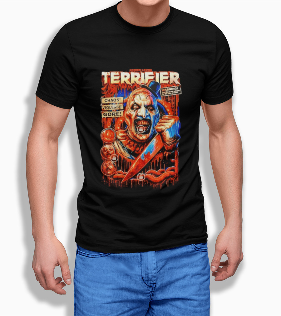 Damien Leone Terrifier Chaos Violence Gore Warning Clown T-Shirt