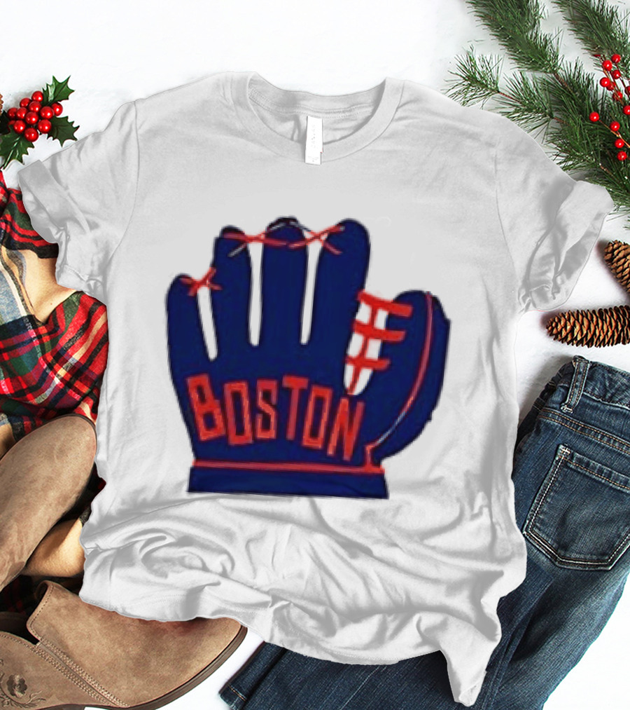 Boston Red Sox MLB Hat And Glove Baseball Club T-Shirt