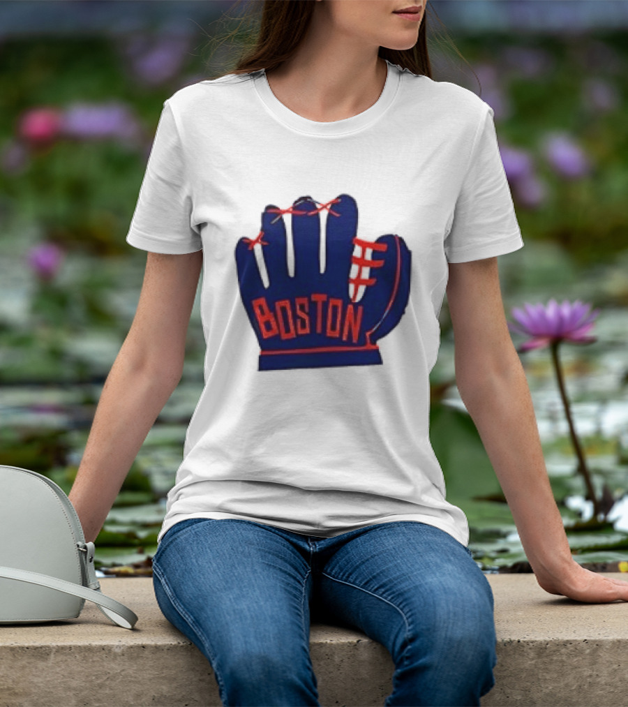 Boston Red Sox MLB Hat And Glove Baseball Club T-Shirt