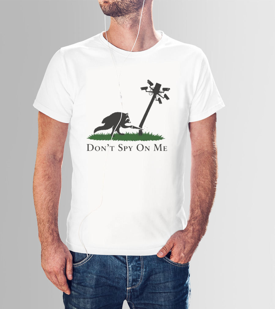 Jimothy Don't Spy On Me Raccoon Cutting Camera Pole T-Shirt