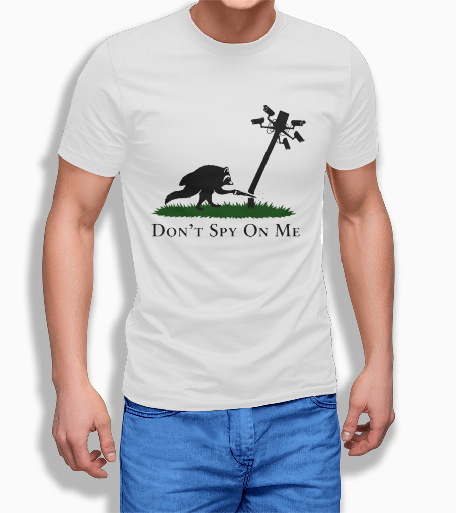 Jimothy Don't Spy On Me Raccoon Cutting Camera Pole T-Shirt