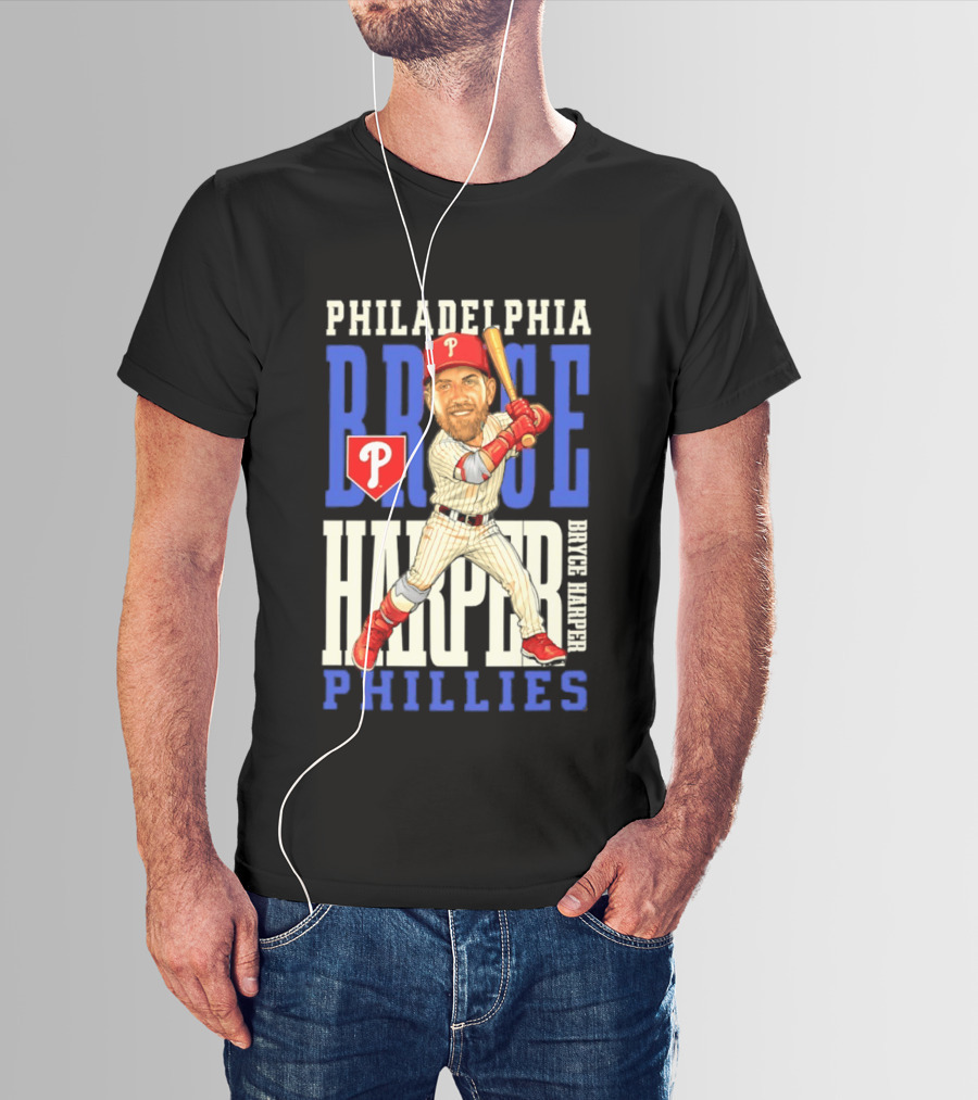 Philadelphia Phillies Bryce Harper Baseball Caricature Clash T-Shirt