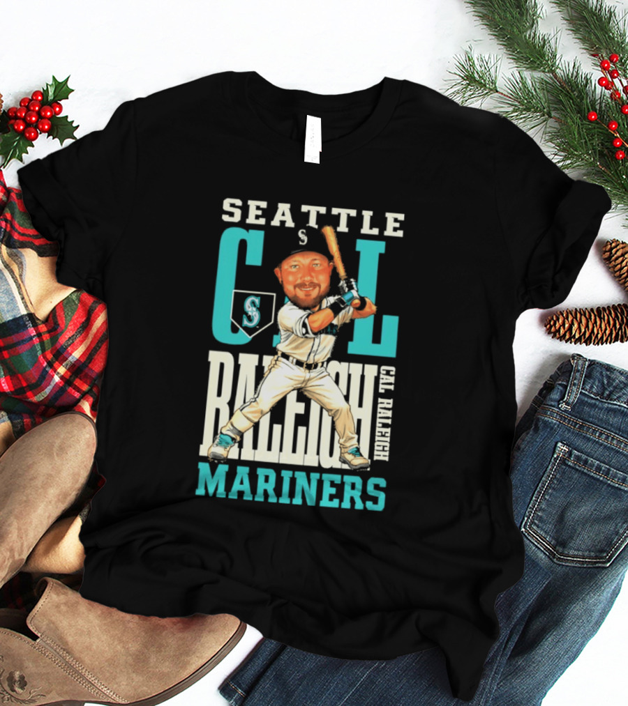 Seattle Mariners Cal Raleigh Baseball Caricature Mariners T-Shirt