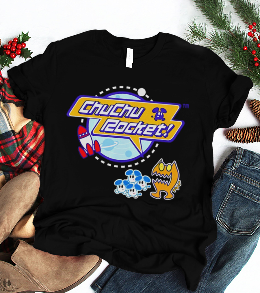 ChuChu Rocket Iconic Game Logo With Spaceship And Characters T-Shirt
